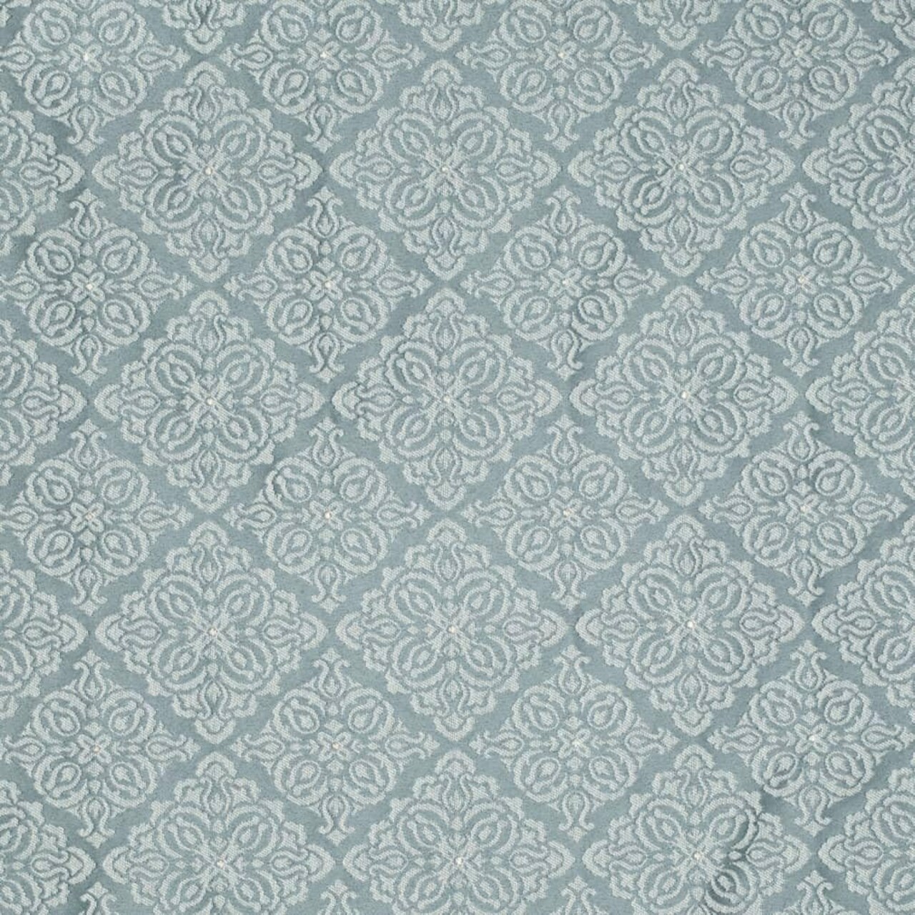 Aqua Damask Diamonds Woven Pattern Upholstery Fabric by The Yard - SKU: Lagos Azure